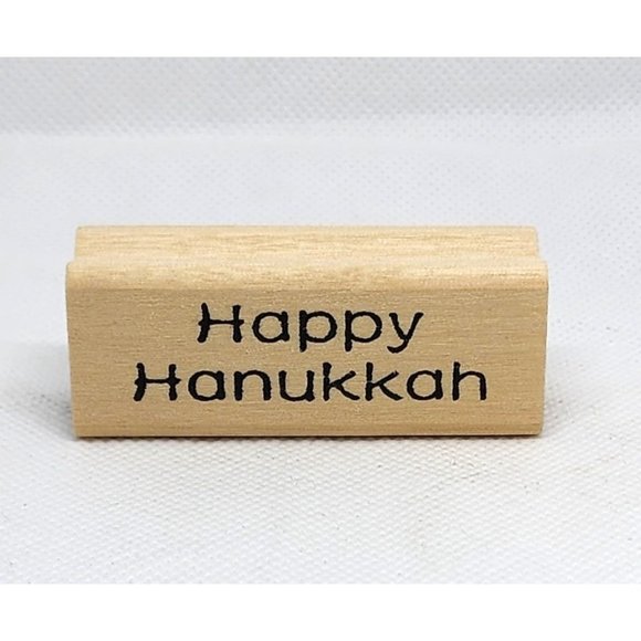 Nicole Quality Value Holiday Expressions Happy Hanukkah Wood Rubber Stamp - Picture 1 of 8